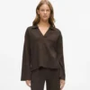 Waffle loungewear polo shirt
