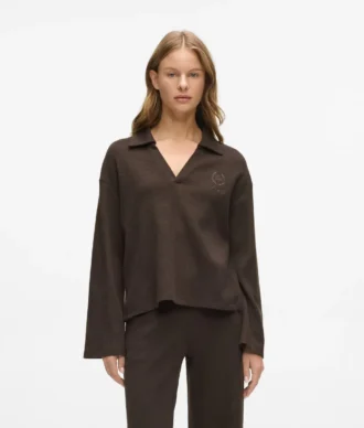 Waffle loungewear polo shirt