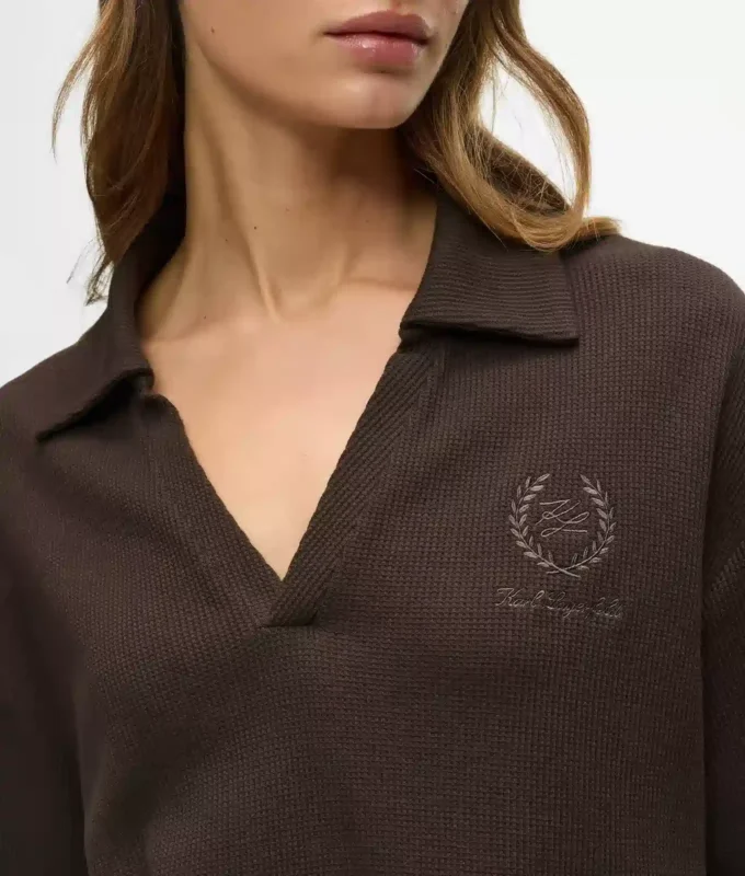 Waffle loungewear polo shirt