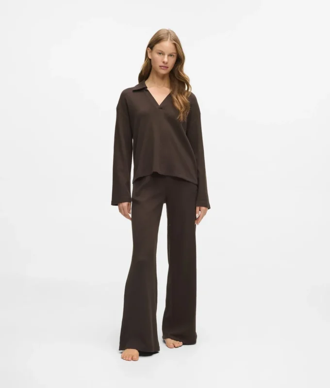 Waffle loungewear polo shirt