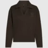 Waffle loungewear polo shirt