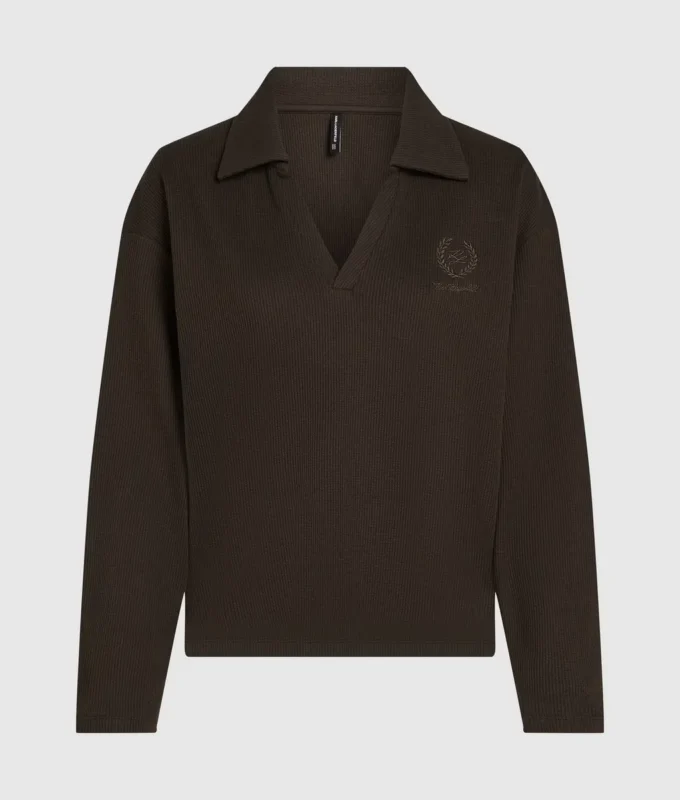Waffle loungewear polo shirt