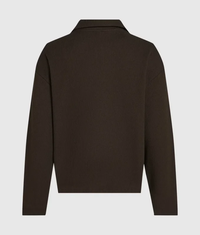 Waffle loungewear polo shirt